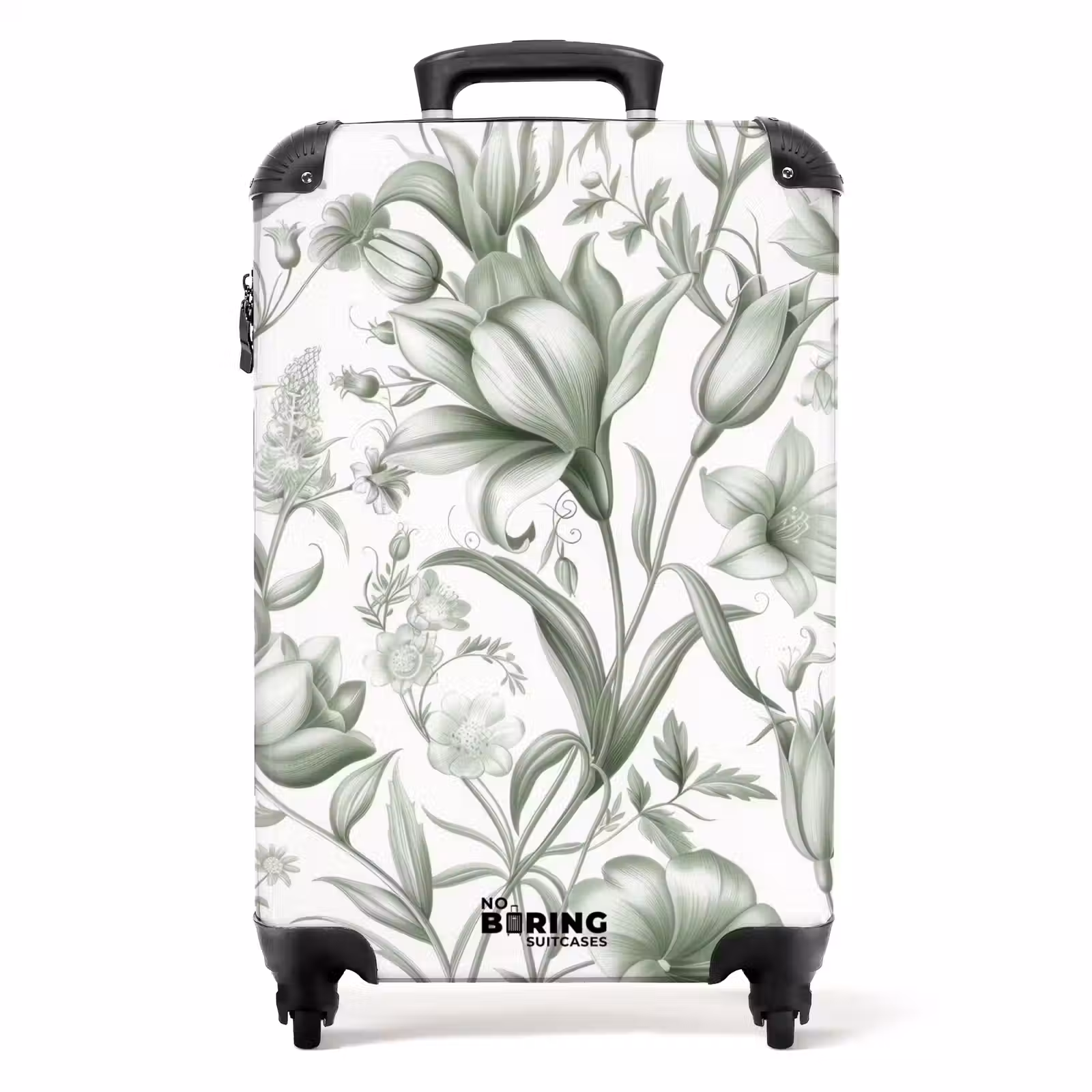 Suitcase - Vintage flowers - light green with white — 1