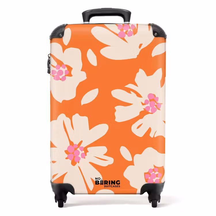 Suitcase - Pastel flowers - Cream with orange — 1