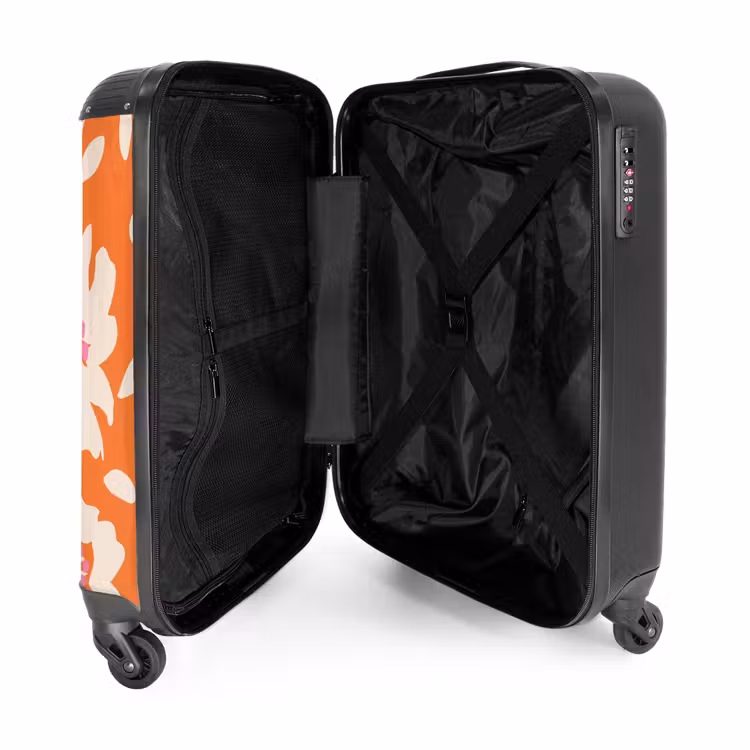 Suitcase - Pastel flowers - Cream with orange — 3