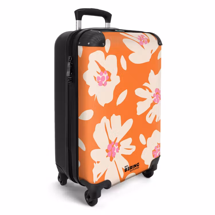 Suitcase - Pastel flowers - Cream with orange — 4