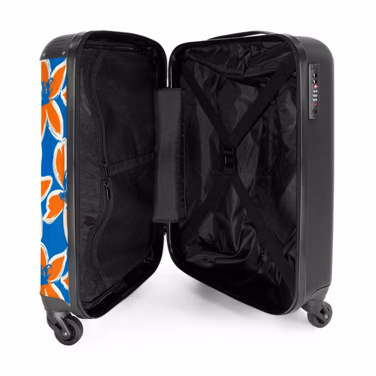 Suitcase - Pastel flowers - Orange with blue — 3