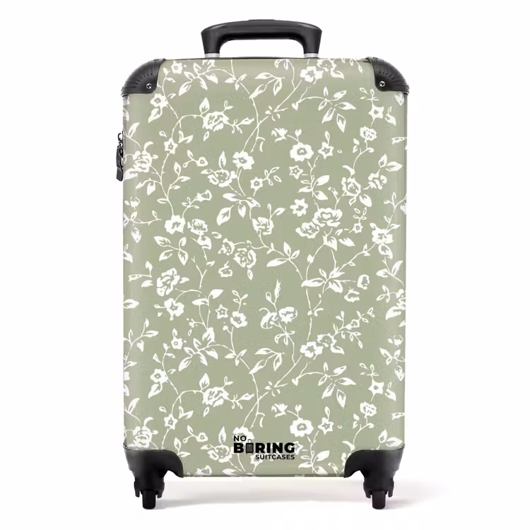 Suitcase - Vintage floral pattern - Light green — 1