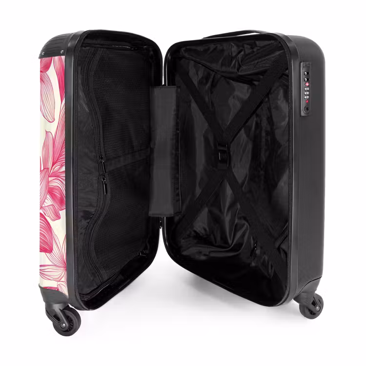 Suitcase - Vintage floral pattern - Pink with cream — 3