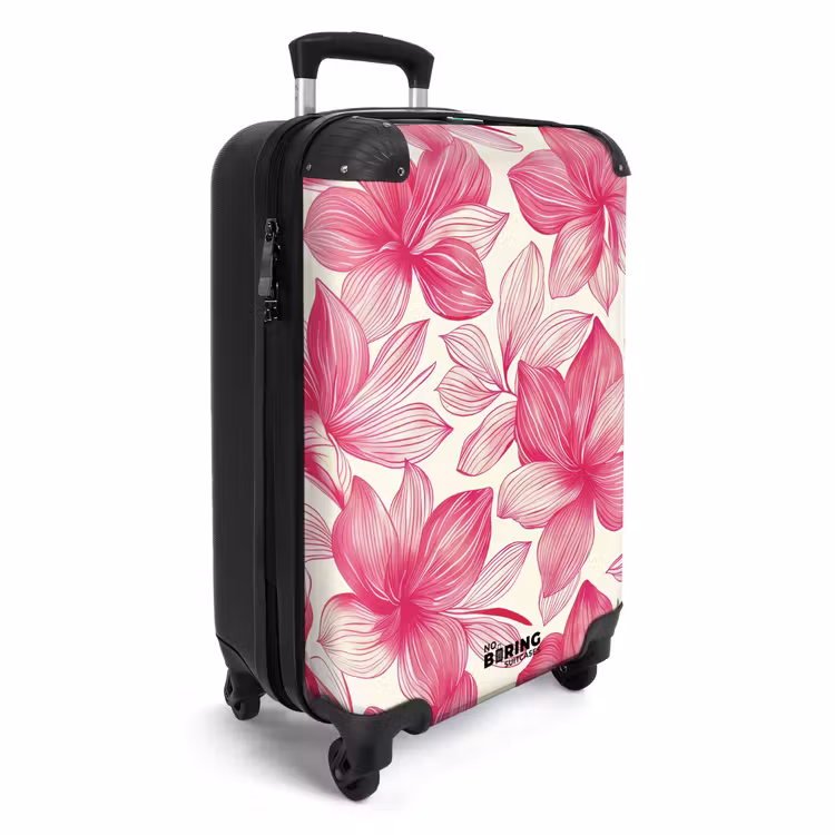 Suitcase - Vintage floral pattern - Pink with cream — 4