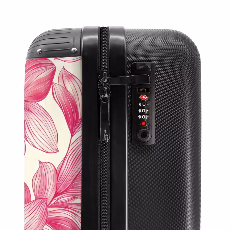 Suitcase - Vintage floral pattern - Pink with cream — 5