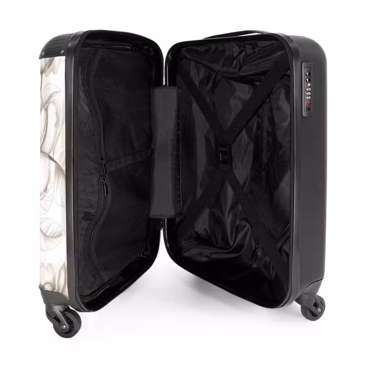 Suitcase - Vintage flowers - beige and cream white — 3