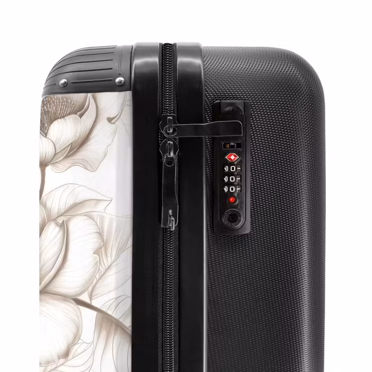 Suitcase - Vintage flowers - beige and cream white — 5