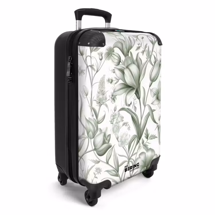 Suitcase - Vintage flowers - light green with white — 4