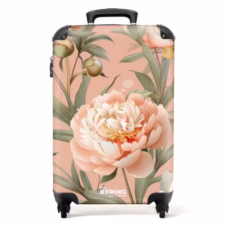 Suitcase - Vintage flowers - Peonies soft pink — 1
