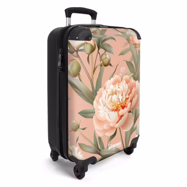 Suitcase - Vintage flowers - Peonies soft pink — 4