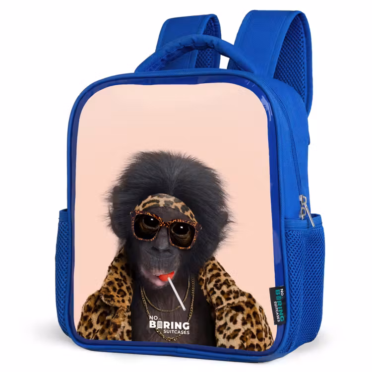 Kids backpack - Blue - Monkey with Loly — 3
