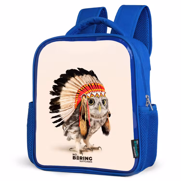Kids backpack - Blue - Owl as Indian — 3