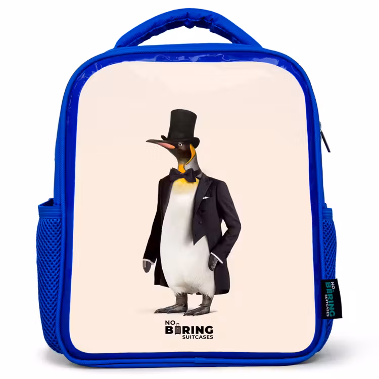 Kids backpack - Blue - Penguin in Suit — 1