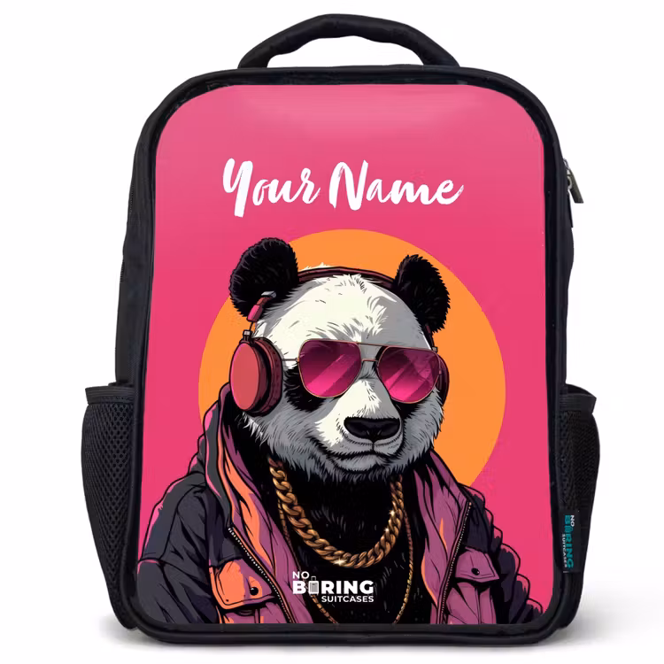 Kids backpack - Panda with Headphones, Sunglasses and Gold Chain — 1