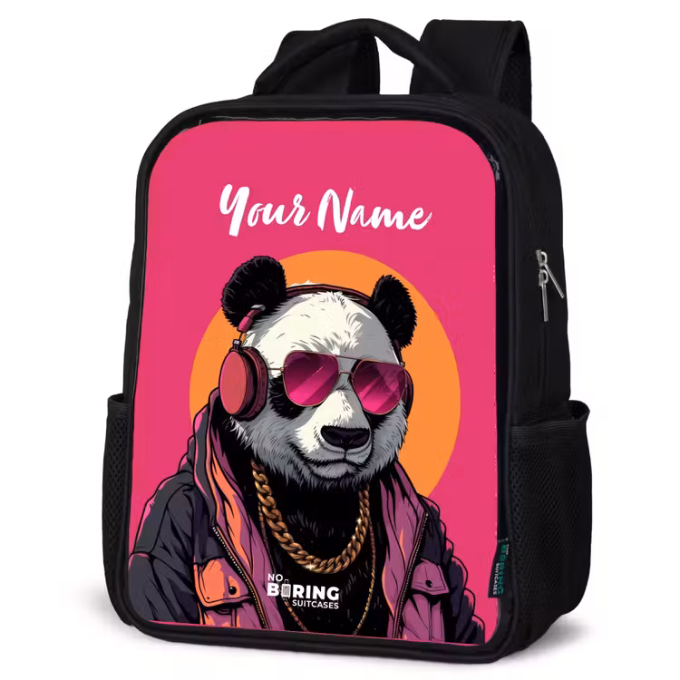 Kids backpack - Panda with Headphones, Sunglasses and Gold Chain — 4