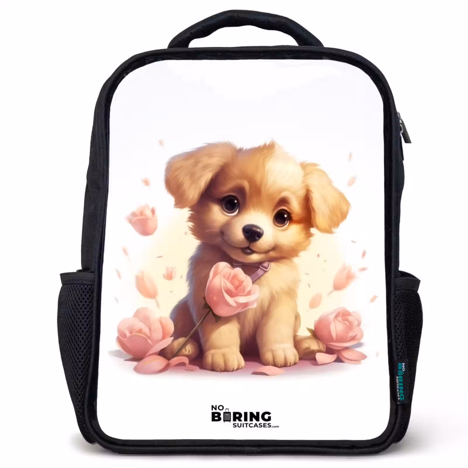 Kids backpack - Puppy with pink flowers — 1