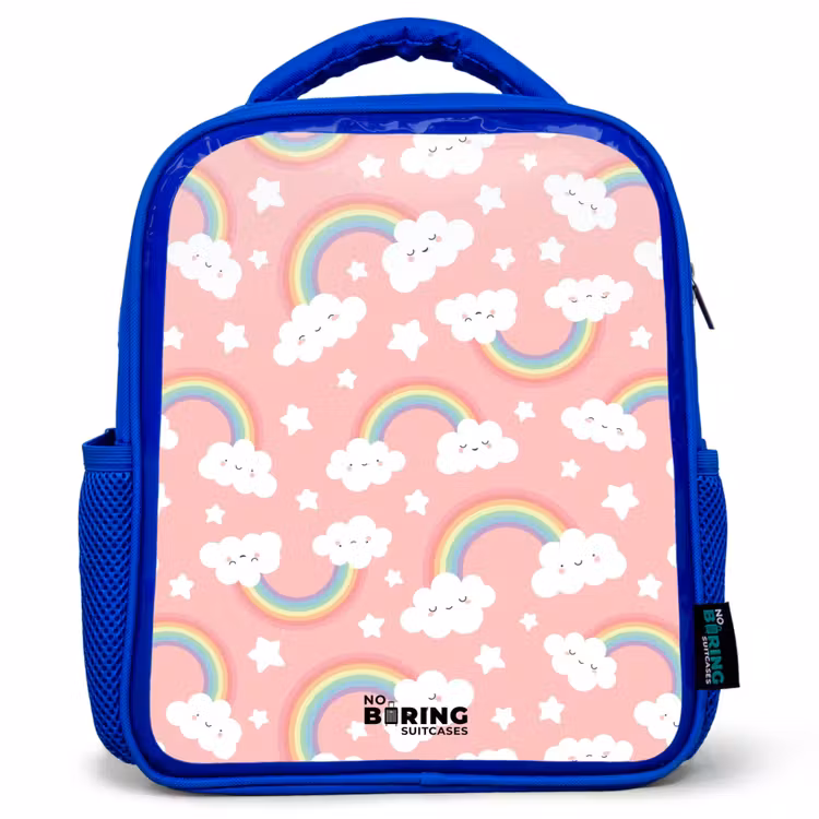 Kids backpack - Blue - Pink with rainbow pattern — 1