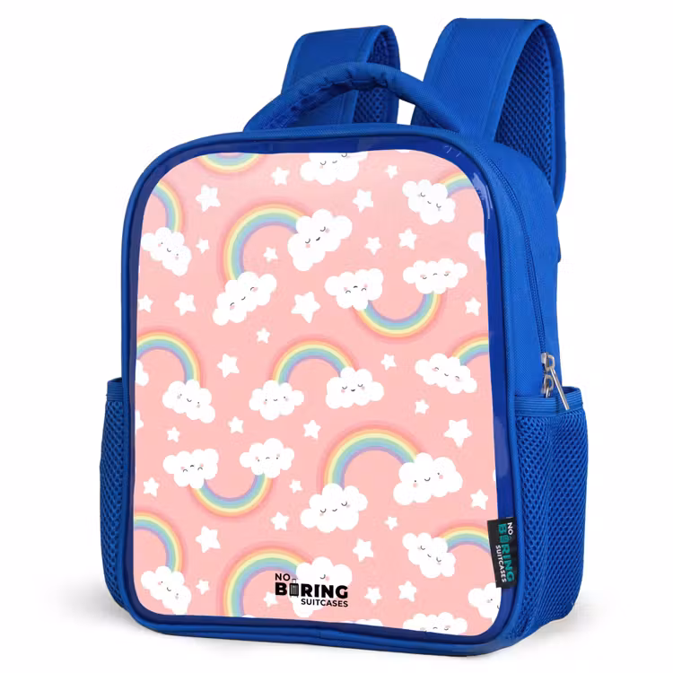 Kids backpack - Blue - Pink with rainbow pattern — 3