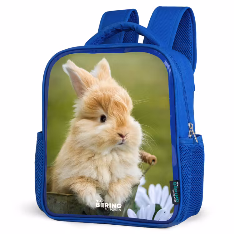 Kids backpack - Blue - Rabbit in flower pot — 3