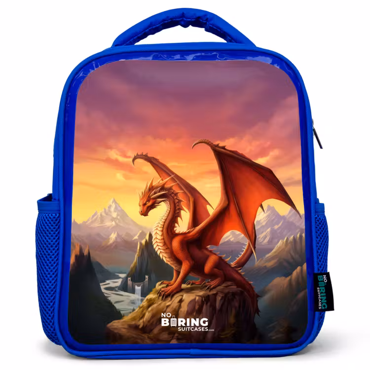 Kids backpack - Blue - Red giant dragon — 1