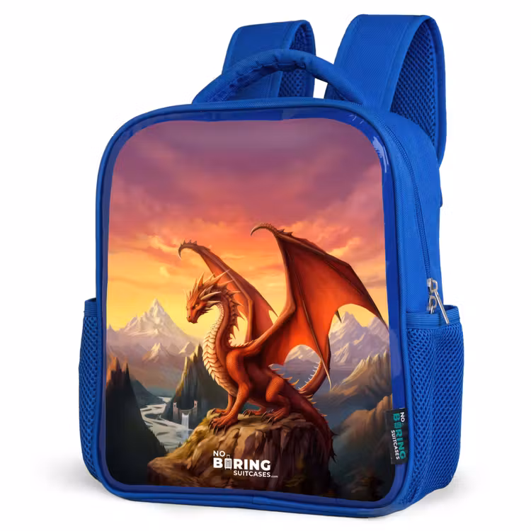 Kids backpack - Blue - Red giant dragon — 3