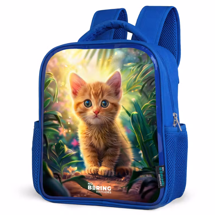 Kids backpack - Blue - Red kitte in green nature — 3