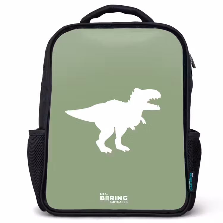 Kids backpack - Green with T-rex dino — 1