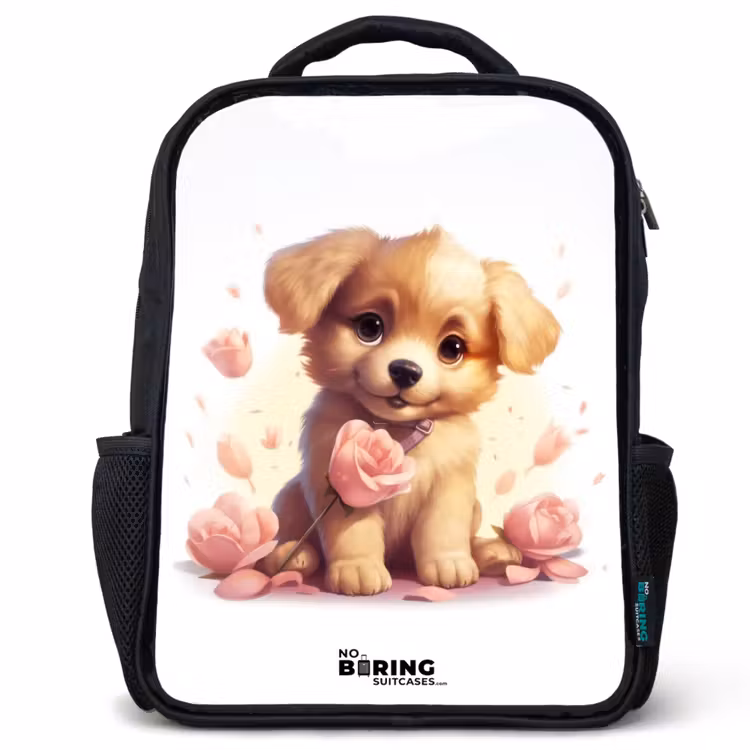 Kids backpack - Puppy with pink flowers — 1
