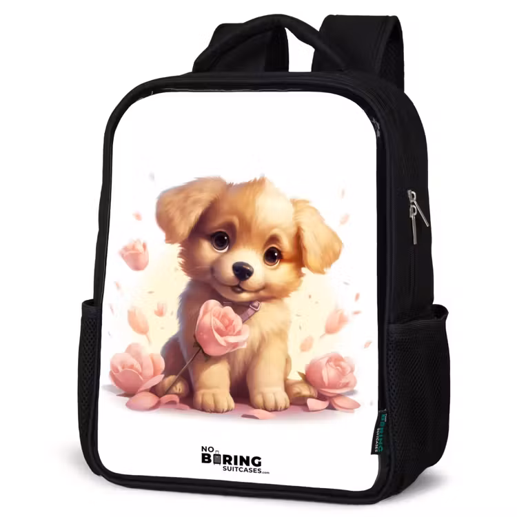 Kids backpack - Puppy with pink flowers — 4