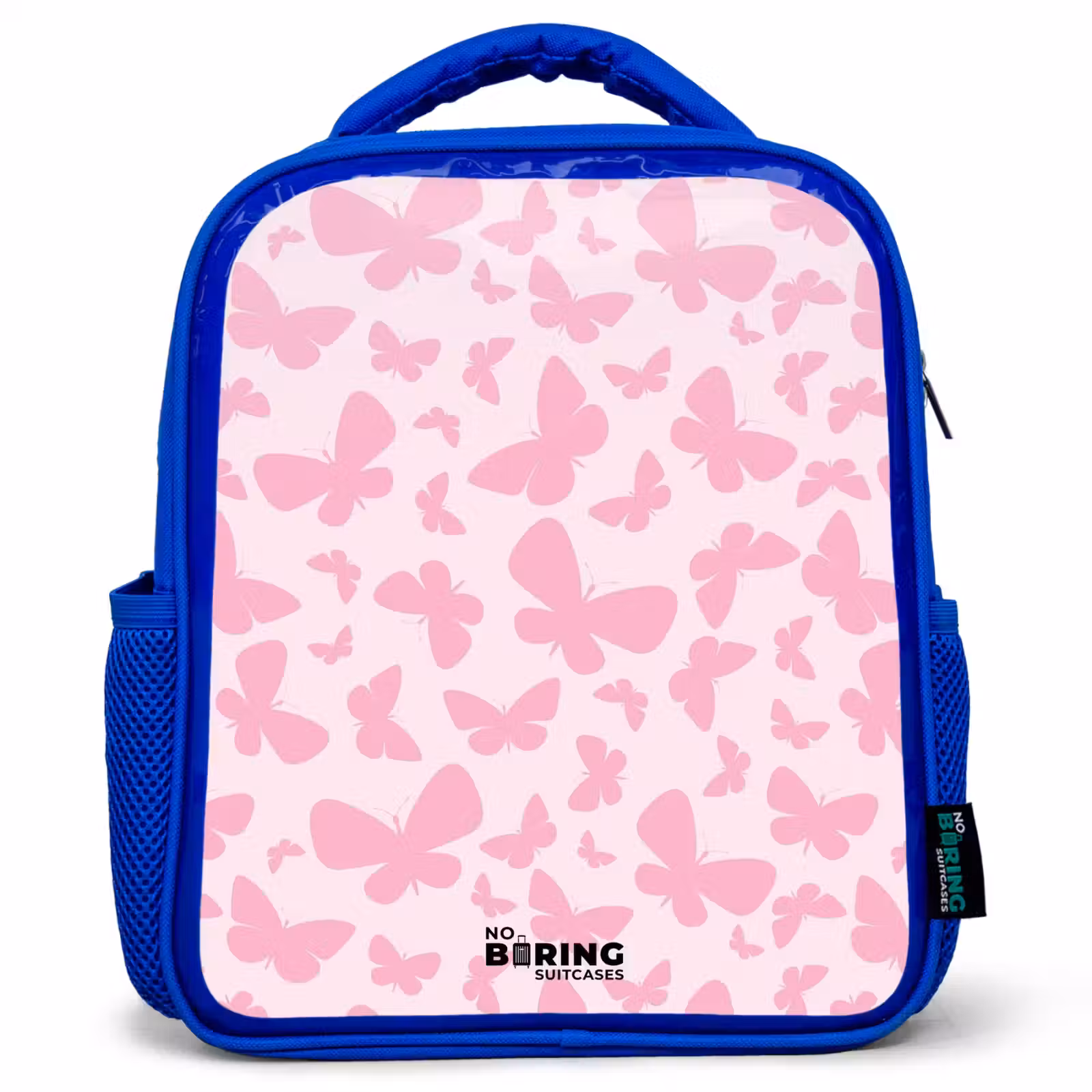 Kids backpack - Blue - Pink butterflies — 1