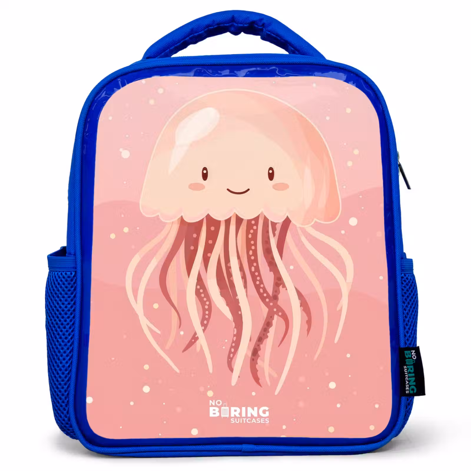 Kids backpack - Blue - Pink jellyfish with face — 1