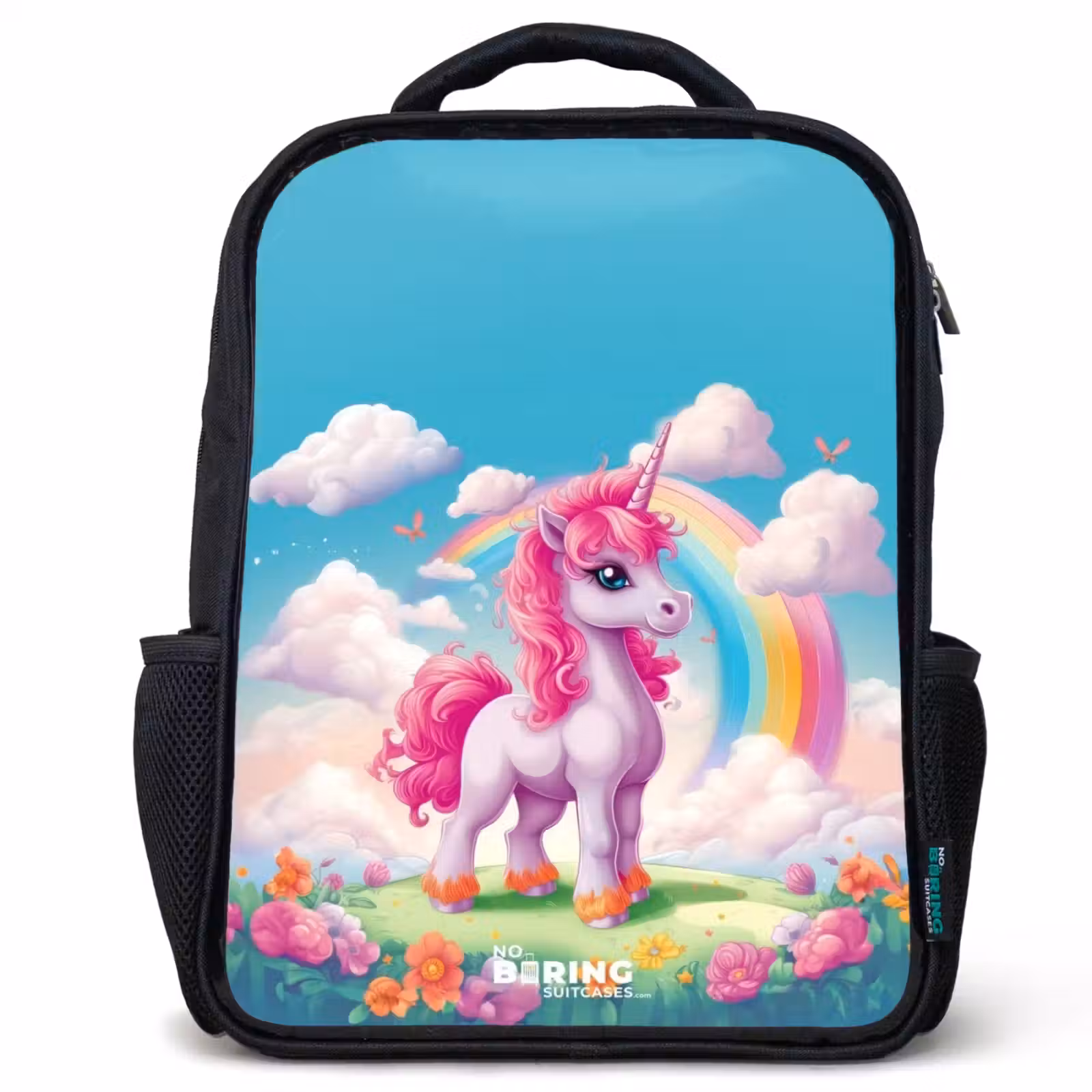 Kids backpack - Cheerful unicorn at a rainbow — 1