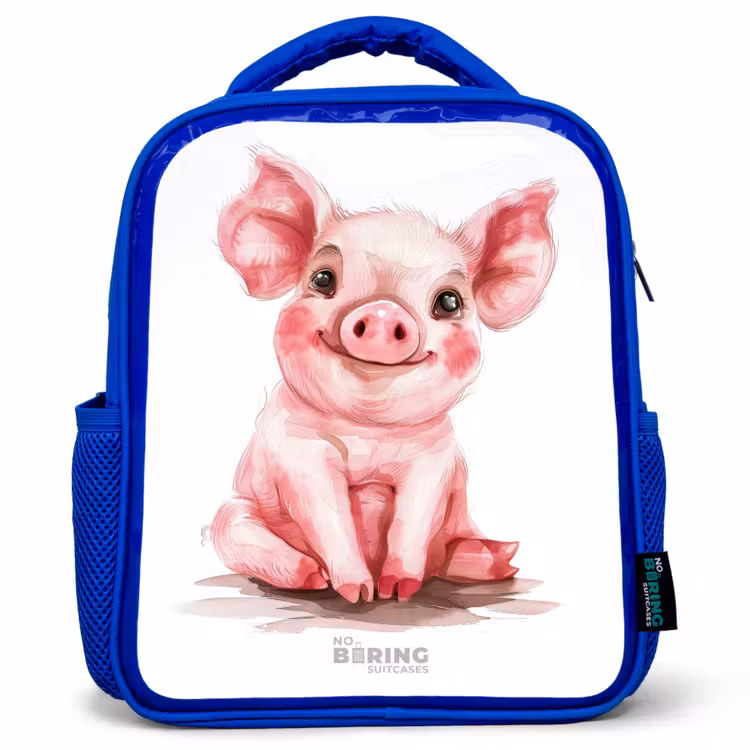 Kids backpack - Blue - Pink baby pig — 1