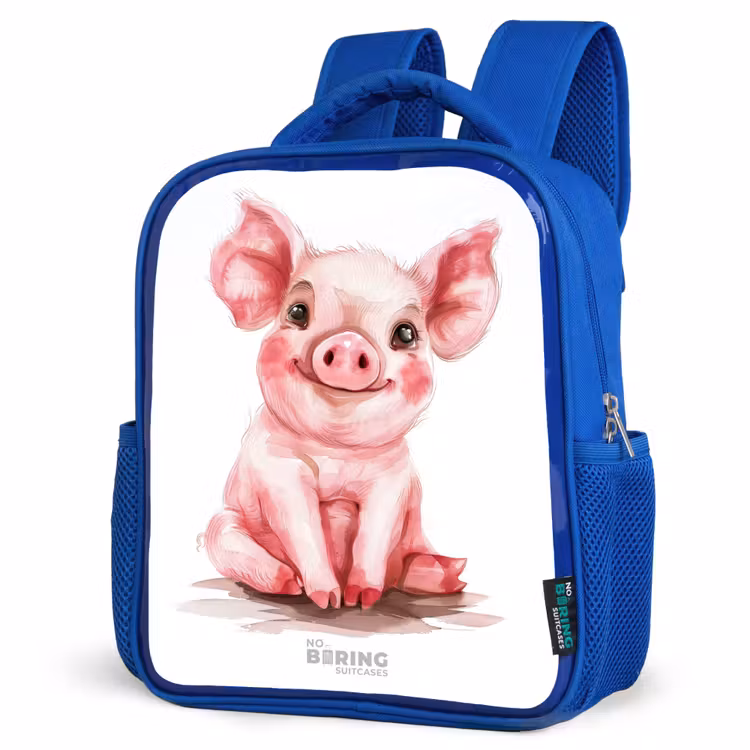 Kids backpack - Blue - Pink baby pig — 3