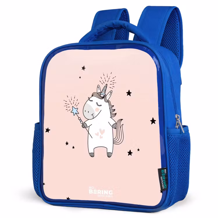 Kids backpack - Blue - Signed unicorn with magic wand — 3