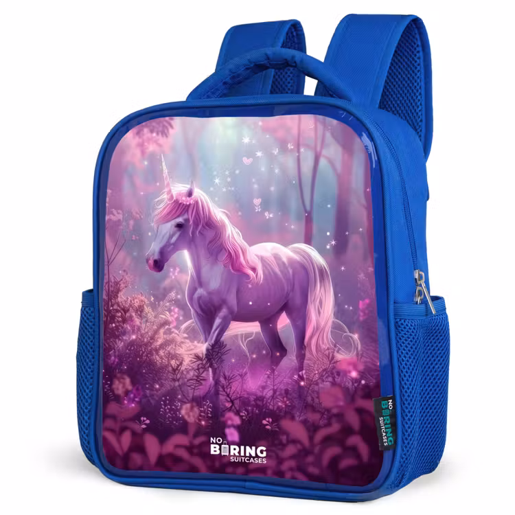 Kids backpack - Blue - Unicorn Surrounded by Purple Nature — 3