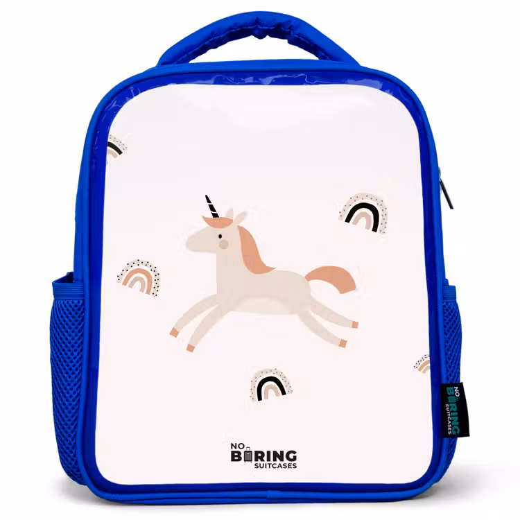 Kids backpack - Blue - Unicorn with orange mane — 1
