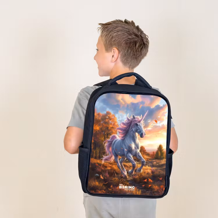 Kids backpack - Galloping Unicorn in Autumn World — 2