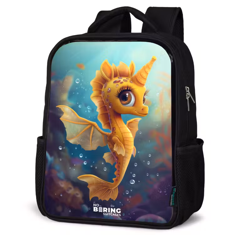 Kids backpack - Orange seahorse in the water — 4