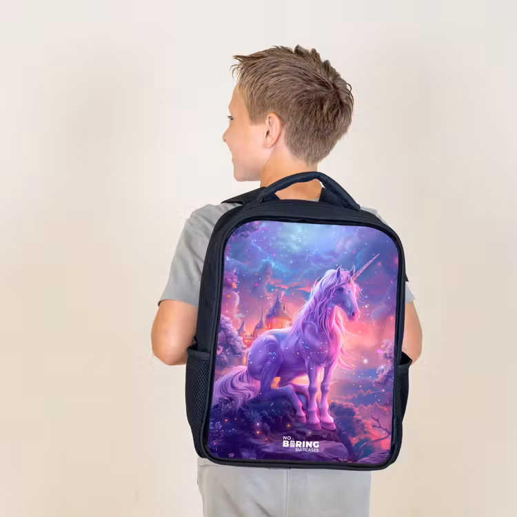 Kids backpack - Purple Unicorn in Magical Environment — 2
