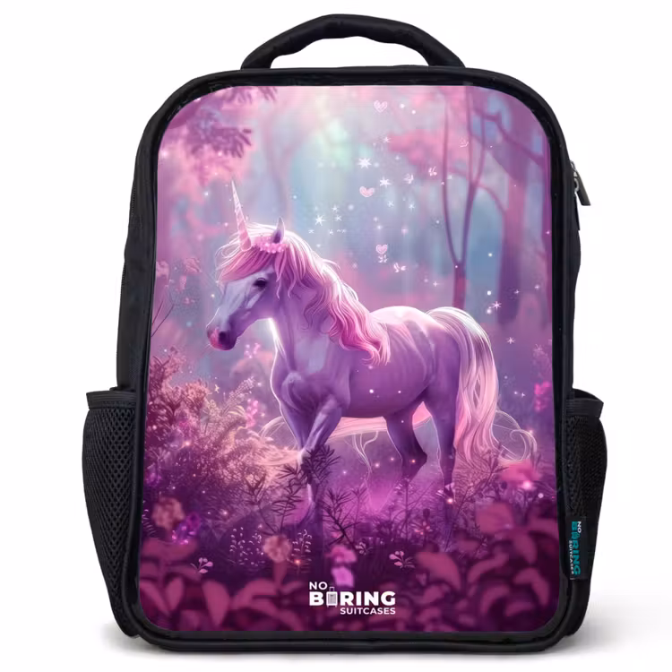 Kids backpack - Unicorn Surrounded by Purple Nature — 1