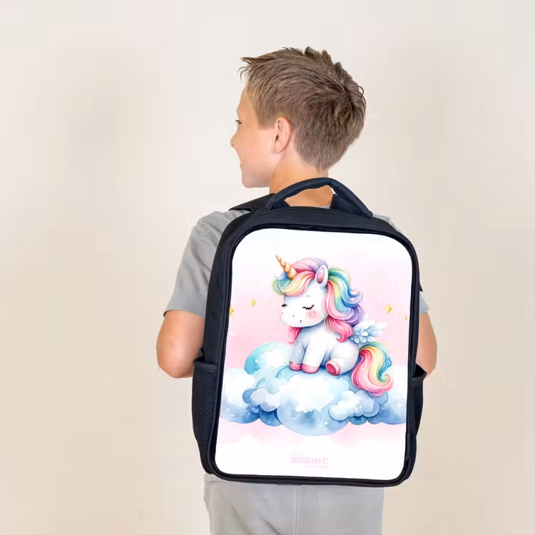 Kids backpack - Unicorn with rainbow mane on a cloud — 2