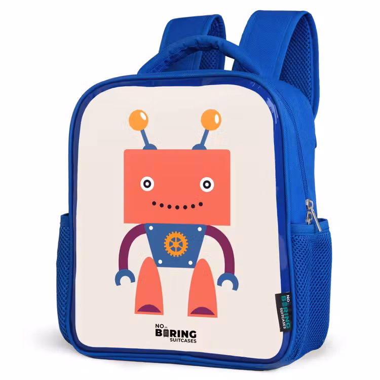 Kids backpack - Blue - Red robot with square head — 3