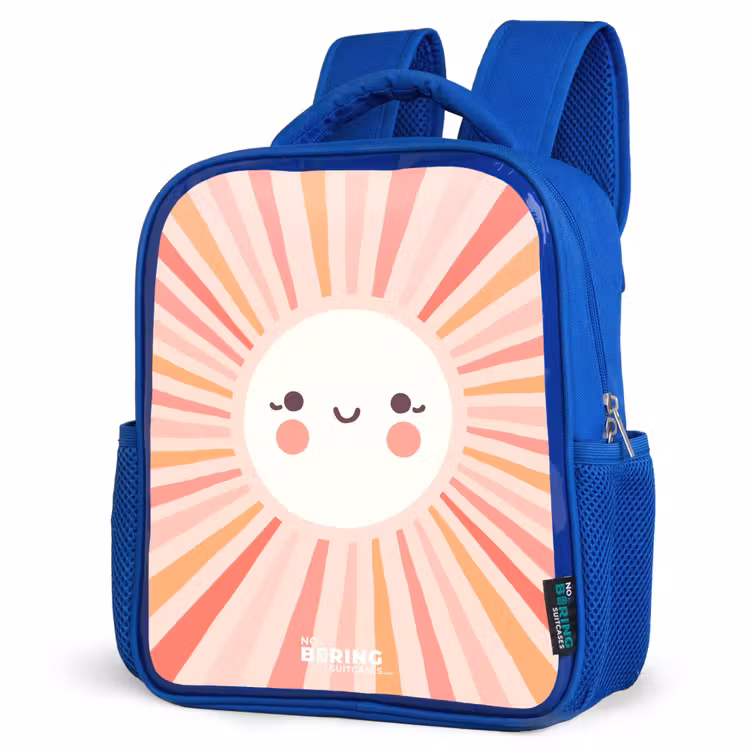 Kids backpack - Blue - Round sun with face — 3