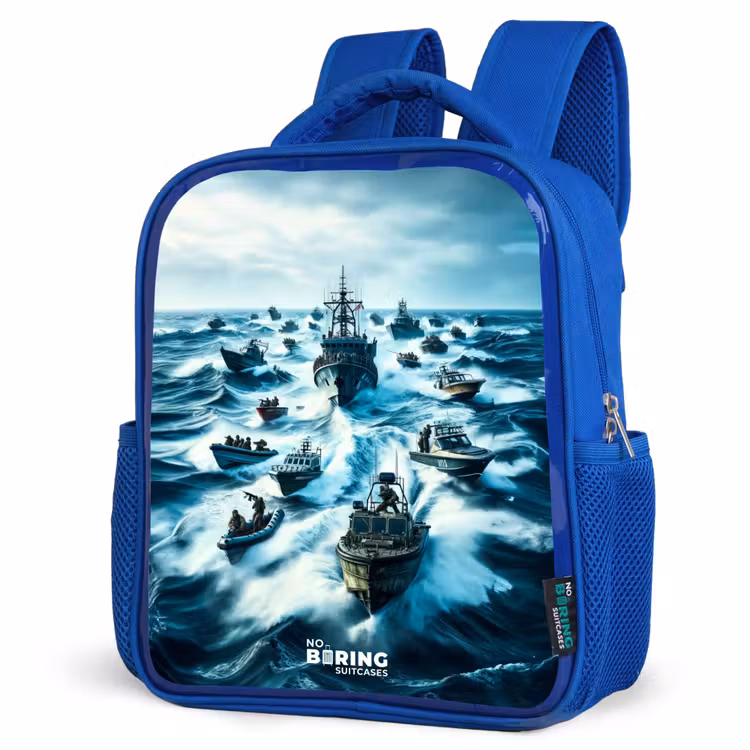 Kids backpack - Blue - Ships in the sea — 3