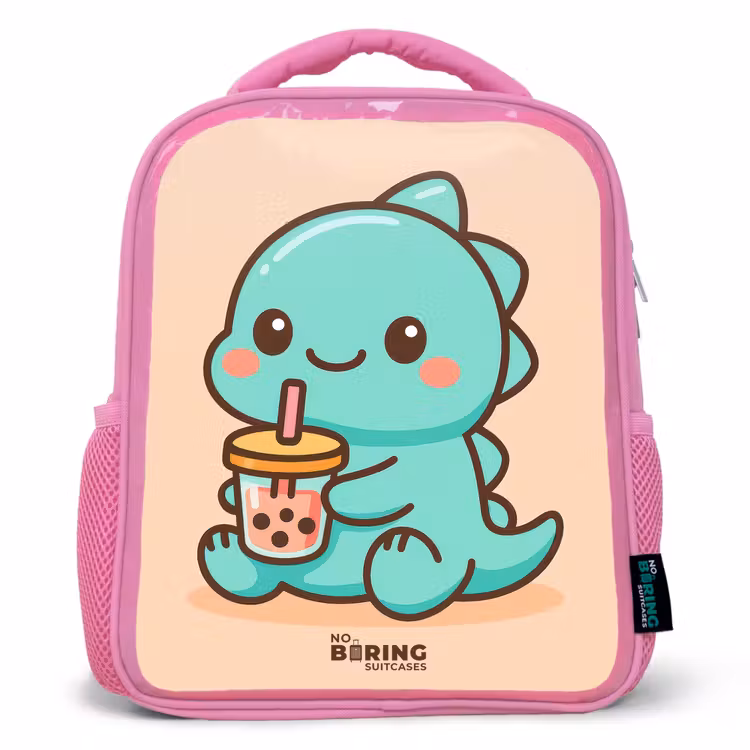 Kids backpack - Pink - Kawai - Dino - Bubbletea — 1