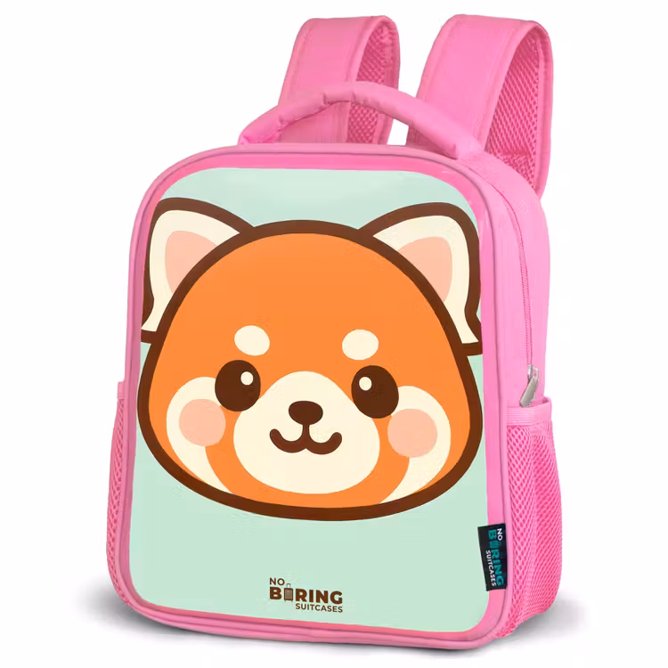 Kids backpack - Pink - Kawai - Red panda - Green — 4