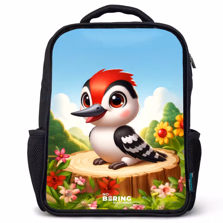 Kids backpack - Woodpecker on and tree stump — 1