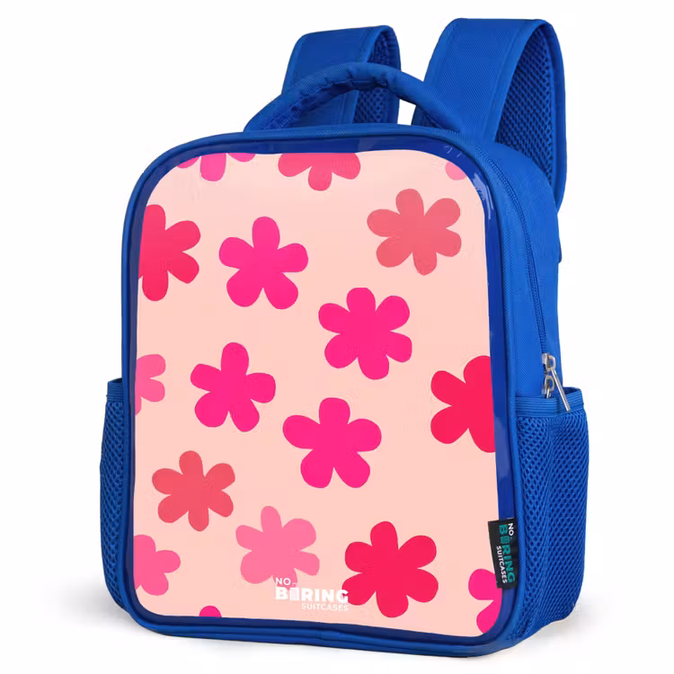 Kids backpack - Blue - Pink flowers — 3