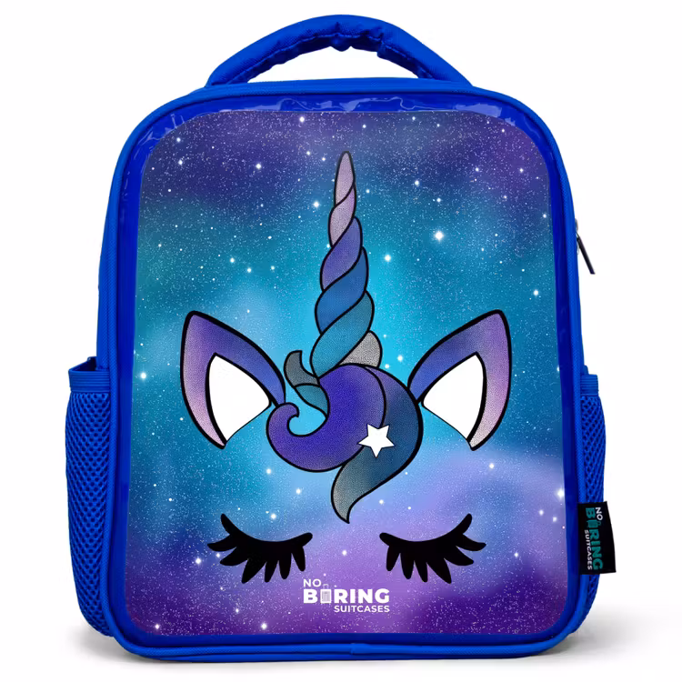 Kids backpack - Blue - Purple unicorn — 1